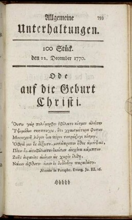 100 Stück. den 22. December 1770.