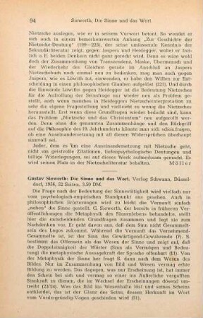 94-95 [Rezension] Siewerth, Gustav, Die Sinne und das Wort