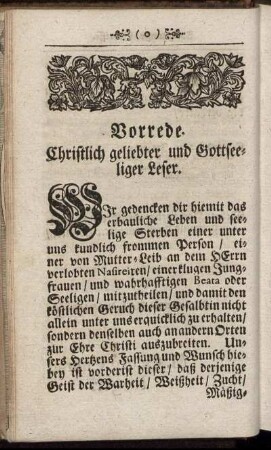 Vorrede. Christlich geliebter und Gottseeliger Leser.