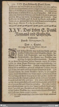 XXV. Das Leben S. Paulä Romanä und Eustochii : Beschrieben Durch Hieronymum