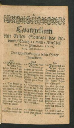 Evangelium Am Ersten Sontage des Advents