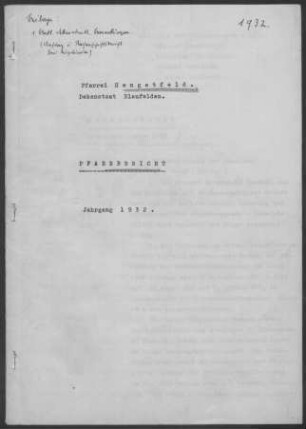 Hengstfeld: Pfarrbericht 1932