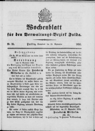 Nr. 39, Ausgabe vom 28. September 1850