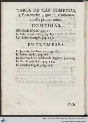 Tabla De Las Comedias.
