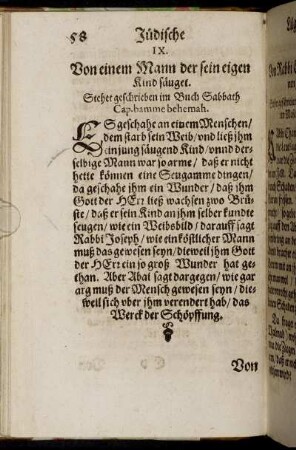 IX. Von einem Mann der sein eigen Kind säuget.