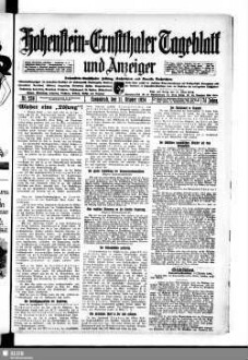 Hohenstein-Ernstthaler Tageblatt und Anzeiger : Hohenstein-Ernstthaler Zeitung, Nachrichten und Neueste Nachrichten ; Generalanzeiger für Hohenstein-Ernstthal mit Hüttengrund, Oberlungwitz, Gersdorf, Hermsdorf, Bernsdorf, ...