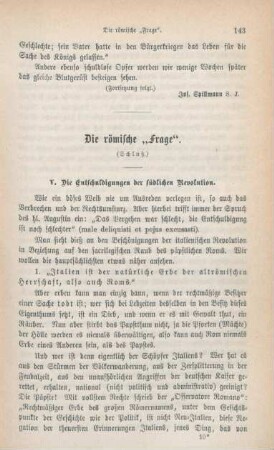 143-154 Die römische "Frage" : Schluß