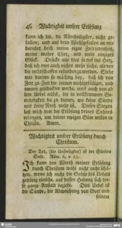 Wichtigkeit unsrer Erlösung durch Christum
