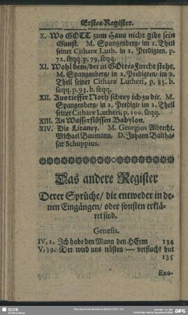 Das andere Register. Derer Sprüche, die entweder in denen Eingängen, oder sonsten erkläret sind