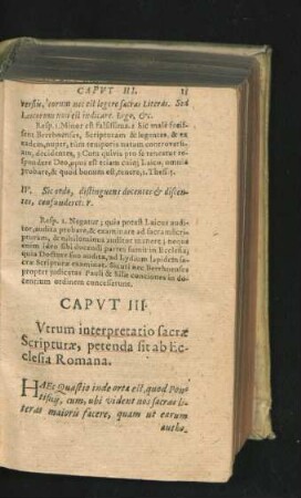Caput III. Utrum interpretatio sacrae Scripturae, petenda sit ab Ecclesia Romana.