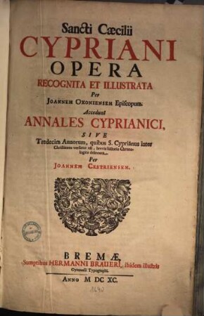 Sancti Caecilii Cypriani Opera