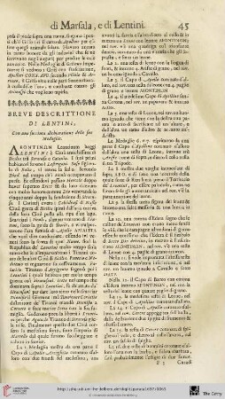 Breve descrittione di Lentini