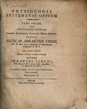 Physiologia systematis ossium, Pars 1, Specim. 2