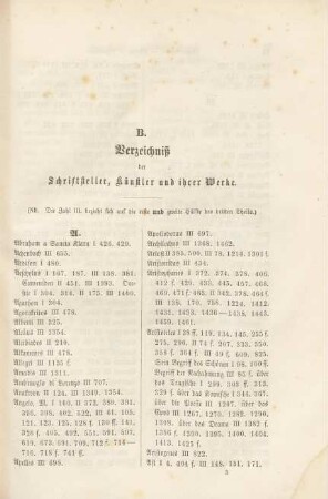 B. Verzeichniß der Schriftsteller, Künstler und ihrer Werke