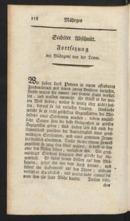 Sechster Abschnitt. Fortsetzung des Mährgens von der Tonne