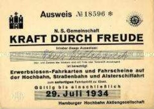 Berechtigungsausweis für den Erhalt von Erwerbslosen-Fahrkarten