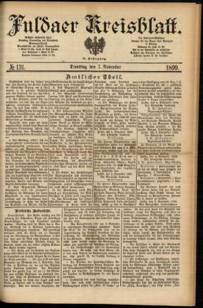 Ausgabe vom Dienstag, den 07. November 1899.