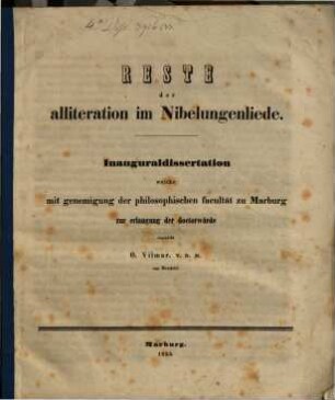 Reste der Alliteration im Nibelungenliede : Inauguraldissertation