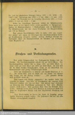 X. Straßen- und Verbindungswesen