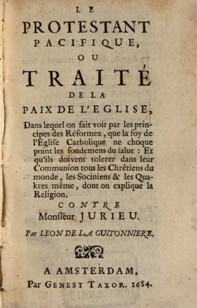 Le protestant pacifique