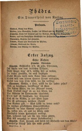 Schillers sämmtliche Werke : in 12 Bänden, 7. Phädra. Der Parasit oder die Kunst, sein Glück zu machen. Der Neffe als Onkel. Nachlaß