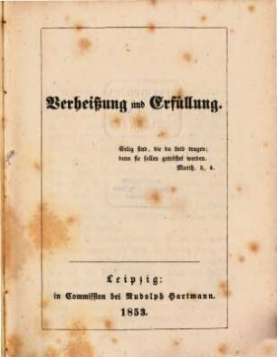 Verheissung und Erfüllung