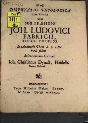 Disputatio theologica ordinaria