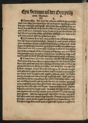 Eyn Sermon von der Bereytung tzum Sterbenn. D. M. L.