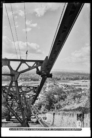 Dresden-Loschwitz, Schwebebahn, Blick über Dresden mit Loschwitzer Brücke