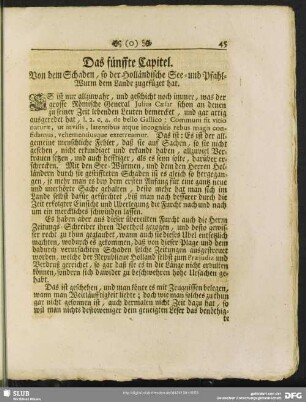 Das fünffte Capitel. Von dem Schaden, so der Holländische See- und Pfahl-Wurm dem Lande zugefüget hat