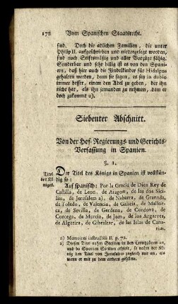 Siebenter Abschnitt. Von der Hof-Regierungs- und Gerichts-Verfassung in Spanien.