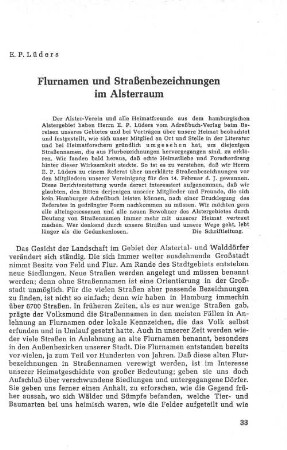 Flurnamen und Straßenzeichnungen im Alsterraum