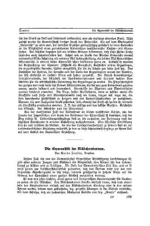 Die Gymnastik im Mädchenturnen