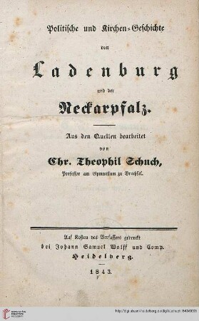 Politische und Kirchen-Geschichte von Ladenburg und der Neckarpfalz