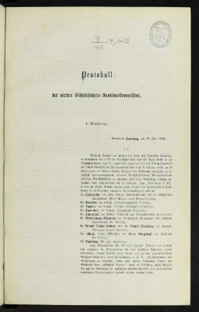 Protokoll der vierten Elbschiffahrts-Revisionskommission. 1. Konferenz.