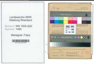 Entnazifizierung Franz Manegold , geb. 17.04.1904 (Baecker)