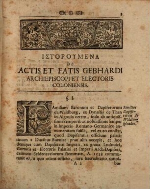Historumena de actis et fatis Gebhardi Truchsessii archiepiscopi et electoris Coloniensis, infausti mariti