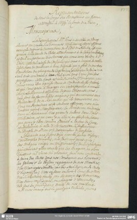 S. 177-182. Representations de tout le Corps des Protestans en France addressées à Msg. le Comte de Saxe.