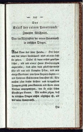 Der Kritik der reinen Unvernunft. Zweiter Abschnitt. Von der Nützlichkeit der reinen Unvernunft in irdischen Dingen