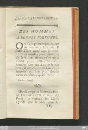 Des Hommes A Bonnes Fortunes.