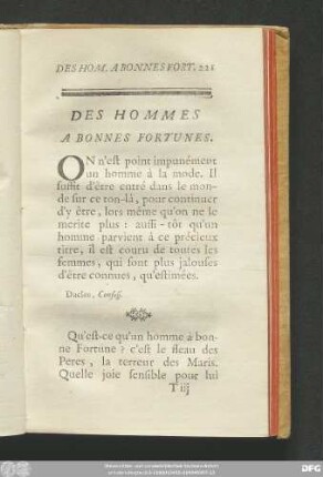 Des Hommes A Bonnes Fortunes.