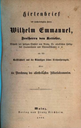 Hirtenbrief ..., 2