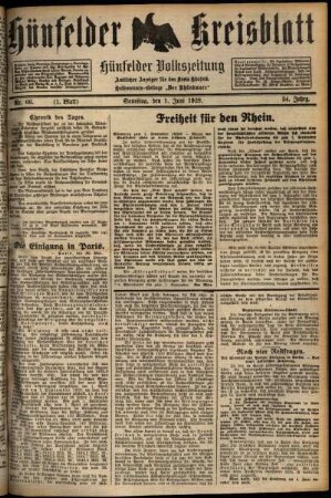 Erste Ausgabe vom Samstag, den 01. Juni 1929.