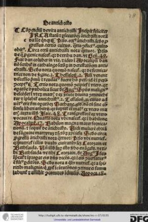 Compendium de vita Antichristi incipit feliciter.