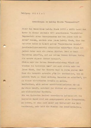 [W178]: Anmerkungen zu Ludwig Tiecks "Hexensabbat"