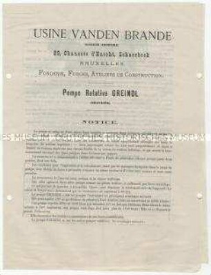 Pumpen von der Firma Usine Vanden Brande in Niederlande