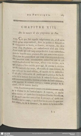 Chapitre XIII. De la nature & des propriétés du Feu