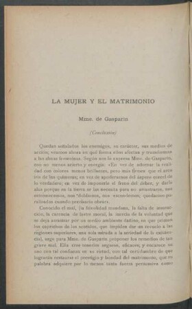 La mujer y el matrimonio - (Conclusión) : Mme. de Gasparin