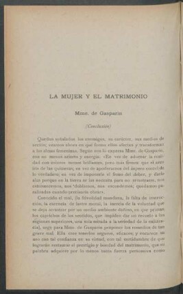 La mujer y el matrimonio - (Conclusión) : Mme. de Gasparin