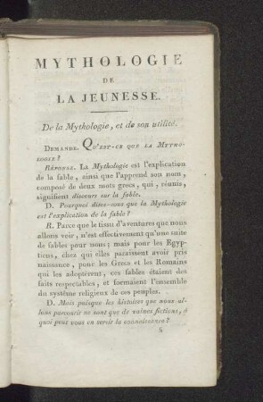 MYTHOLOGIE DE LA JEUNESSE.